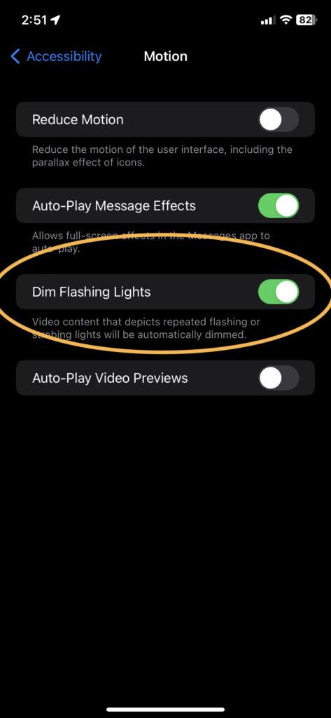 Dim flashing lights on iOS 16.4 